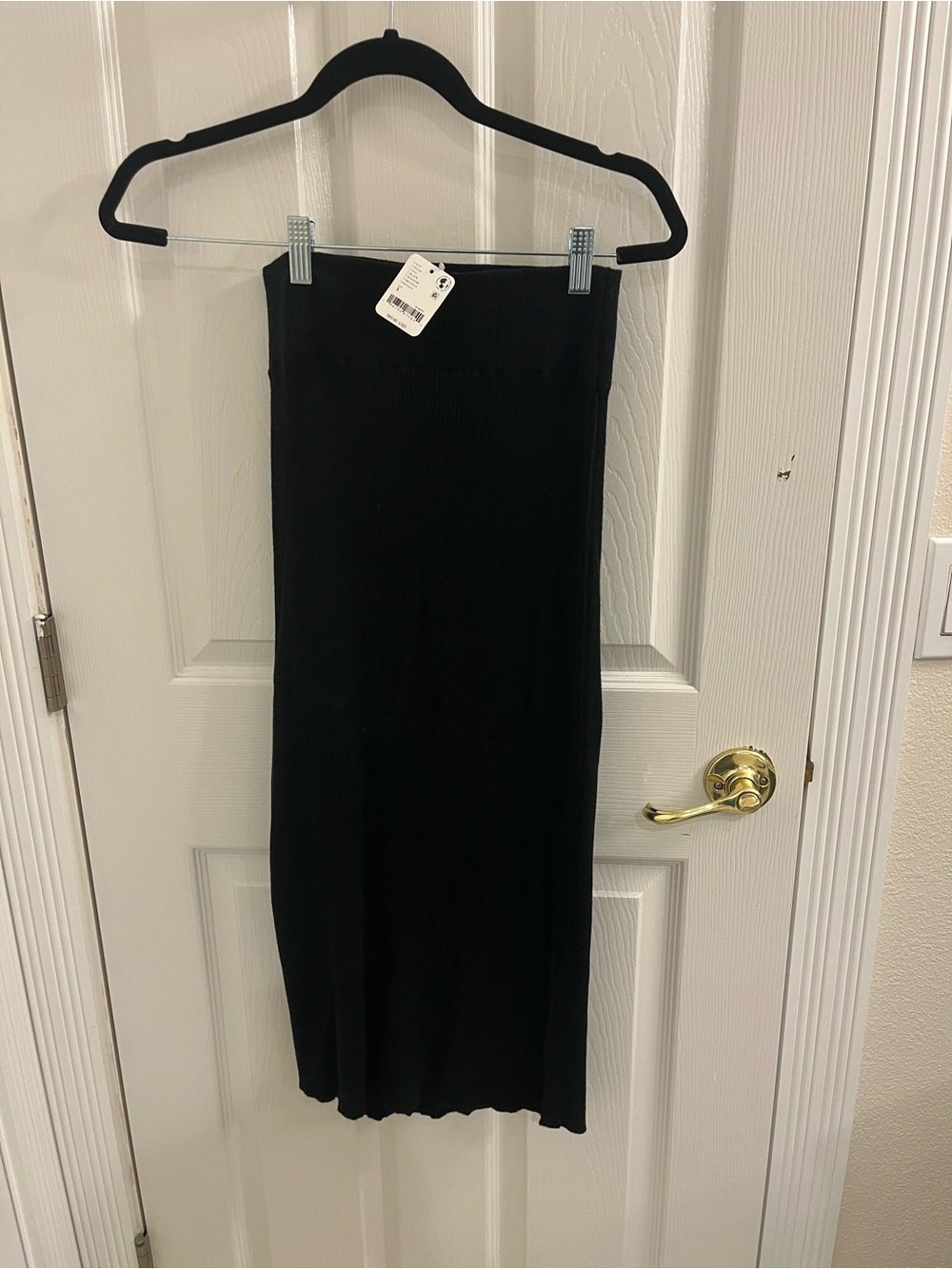 Free People Black Ribbed Midi Skirt